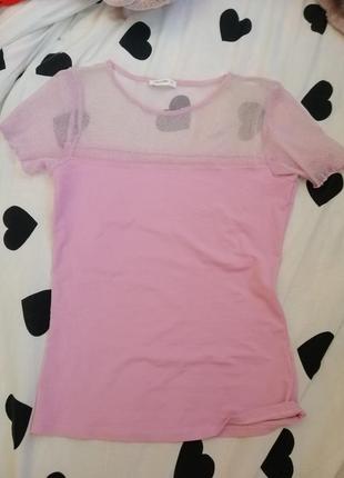 Футболка с сеточкой сеточка кофточка розовая пудра