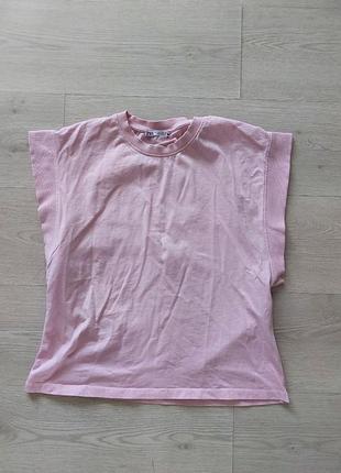 Футболка розовая zara, размер l, можно на полномерную m