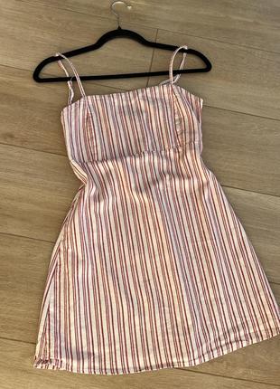 Льняное летнее платье pull & bear