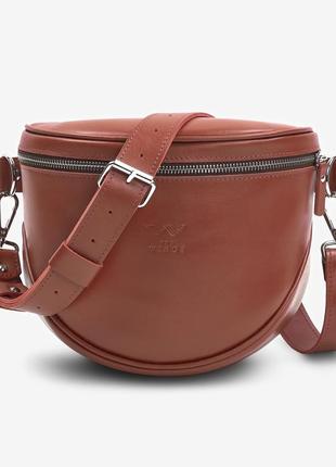 Сумка бананка, кроссбоди женская натуральная кожа, светло-коричневая vacation