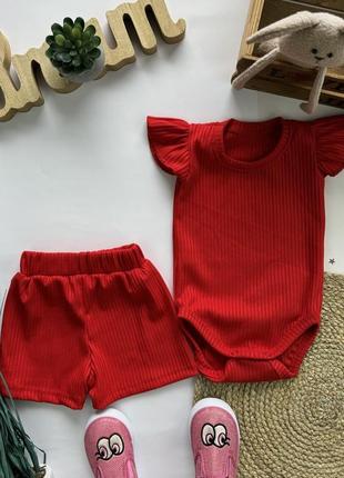 Детский летний комплект с боди для девочки