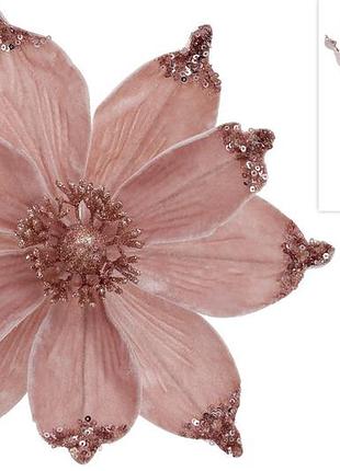 Декоративный цветок магнолия 24см на клипсе, цвет - розовая пудра 333-517 - 12 шт упаковка товар от