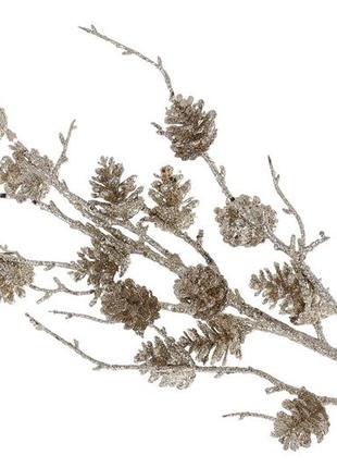 Декоративна гілка з шишками 100см, колір - шампань 333-572 - 12 шт упаковка товар від виробника