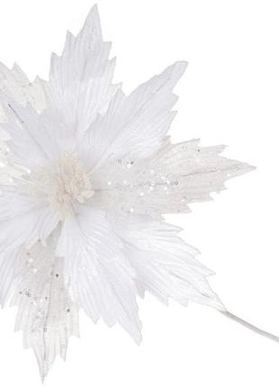 Декоративный цветок пуансеттия 29см, длина ножки 50см, цвет - белый 333-491 - 12 шт упаковка товар от