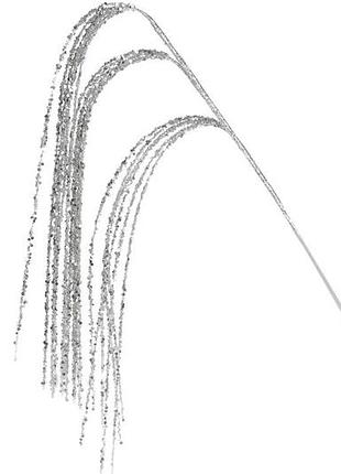 Декоративна спадаюча гілка в гліттері 97см, колір - срібло 333-431 товар від виробника