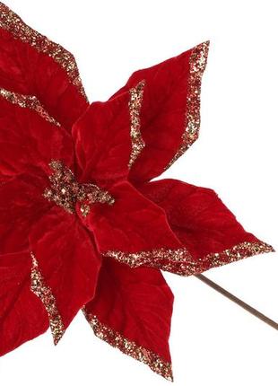 Декоративный цветок пуансеттия 30см, длина ножки 50см, цвет - красный 333-483 - 12 шт упаковка товар от