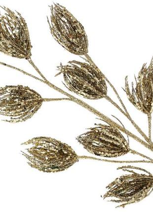 Декоративна гілка з шишками 73см, колір - золото 333-577 - 12 шт упаковка товар від виробника