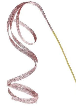 Декоративна гілка з кучерявою стрічкою в гліттері 76см, колір - рожевий 333-440 товар від виробника