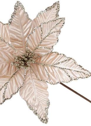 Декоративный цветок пуансеттия 29см, длина ножки 50см, цвет - шампань 333-485 - 12 шт упаковка товар от