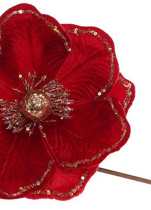 Декоративный цветок магнолия 50см, цвет - красный с золотом 333-474 товар от производителя