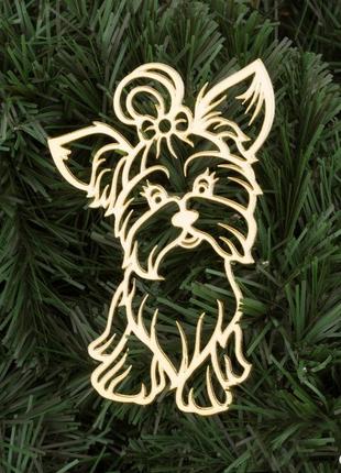 Прикраса собака йорк пластик 12х9см (золотой)