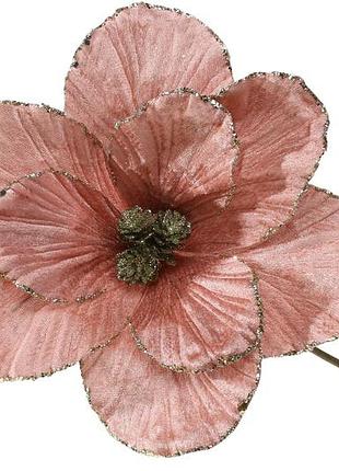 Декоративный цветок камелия 24см, длина ножки 50см, цвет - персиковый 333-505 - 12 шт упаковка товар от