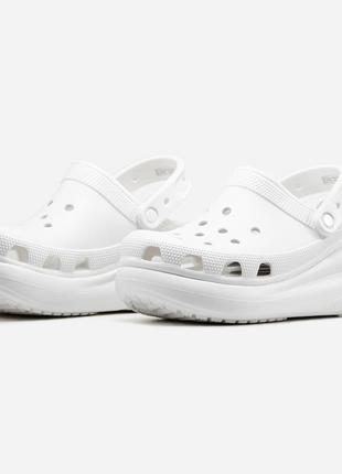Кроксы клоги на высокой подошве crocs classic crush clog white, платформа