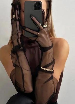 Фатінові перчатки високі (55 см) жіночі 🖤