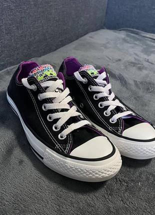 Кеды Converse Chuck Taylor Move Sneakers alte in pelle con plateau nere e giallo fluot worn 4 times чорні жіночі