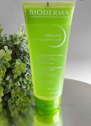 Гель для вмивання bioderma sebium gel moussant actif intense purifying and foaming gel