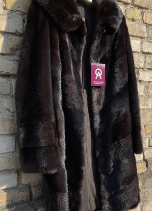 Ціна 🔥🔥🔥 норкова шуба з капюшоном діагональ 103 см  р.46-48
