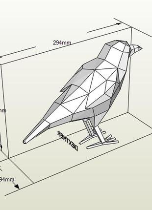 Paperkhan конструктор з картону 3d фігура ворон ворона птах пташка паперкрафт papercraft подарунковий набір для творчості іграшка8 фото