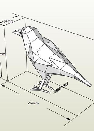 Paperkhan конструктор з картону 3d фігура ворон ворона птах пташка паперкрафт papercraft подарунковий набір для творчості іграшка2 фото
