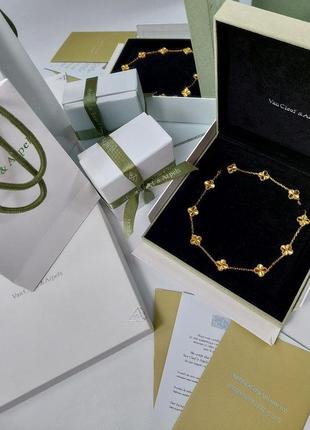 Колье женское клевер в позолоте в стиле van cleef & arpels vintage alhambra