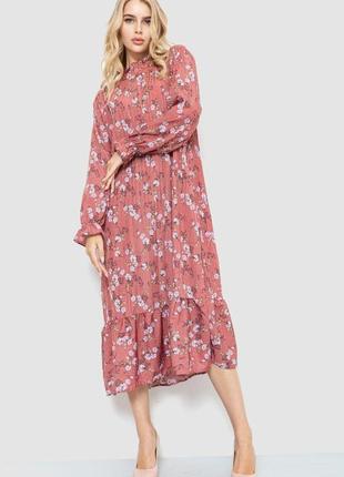 Сукня вільного крою з квітковим принтом, колір сливовий, 204r201