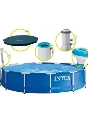 Каркасный бассейн intex 366 x 84 см (28214ad) с  комплектом аксессуаров