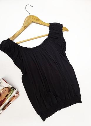 Женская черная блуза свободного кроя на резигке снизу2 фото