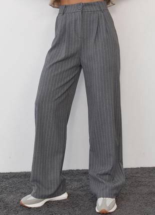 Женские брюки в полоску - серый цвет, l (есть размеры)
