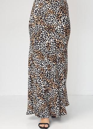 Атласная юбка с леопардовым принтом - коричневый цвет, s (есть размеры)1 фото