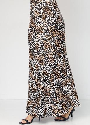 Атласная юбка с леопардовым принтом - коричневый цвет, s (есть размеры)5 фото