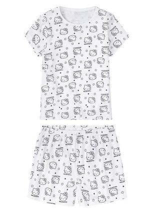 Піжама (футболка і шорти) для дівчинки disney hello kitty 406150 146-152 см (10-12 years) чорно-білий