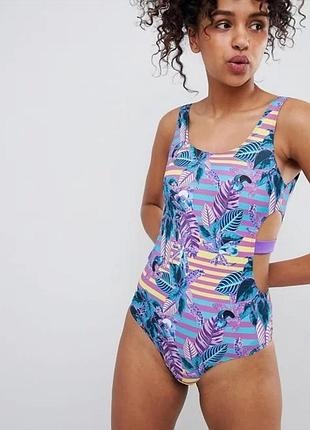 Яркий слитный купальник monki из каталога asos