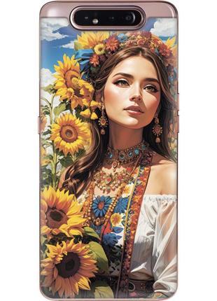 Чохол силіконовий з картинкою на samsung galaxy a80 (a805) (патріотичний, дівчинка українка)