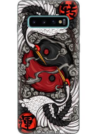 Чехол силиконовый с картинкой на samsung galaxy s10 (g973) (знак инь янь)