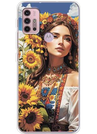 Чохол силіконовий з картинкою на motorola g10 (патріотичний, дівчинка українка)