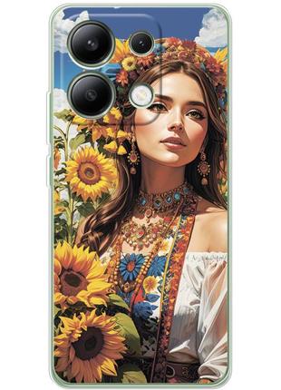 Чохол силіконовий з картинкою на xiaomi redmi note 13 4g (патріотичний, дівчинка українка)