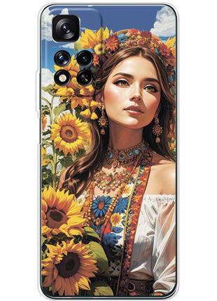 Чохол силіконовий з картинкою на xiaomi redmi note 11 pro plus 5g global (патріотичний, дівчинка українка)