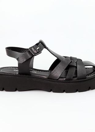 Сандалии женские кожаные босоножки черные 589250