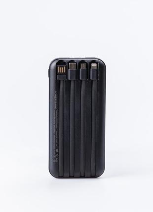 Повербанк 20000 mah бездротова зарядка retailers 4 вбудованих кабелі usb / micro / type-c / lightning