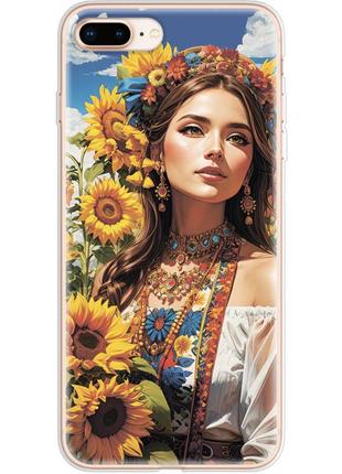 Чехол силиконовый с картинкой на iphone 7 plus (патриотический, девушка украинка)