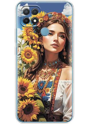 Чохол силіконовий з картинкою на oppo a15 (патріотичний, дівчинка українка)