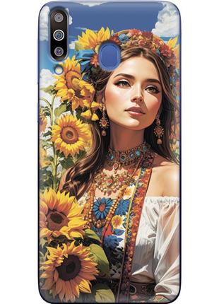 Чохол силіконовий з картинкою на samsung galaxy m30 (m305) (патріотичний, дівчинка українка)