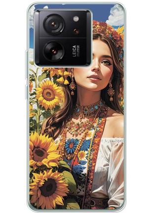 Чохол силіконовий з картинкою на xiaomi 13t pro (патріотичний, дівчинка українка)