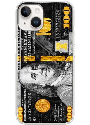 Чехол силиконовый с картинкой на iphone 15 (dollars money)