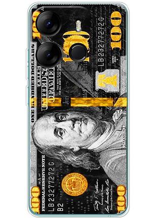 Чехол силиконовый с картинкой на tecno spark go 2023 (dollars money)
