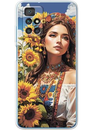 Чехол силиконовый с картинкой на xiaomi redmi 10 (патриотический, девушка украинка)
