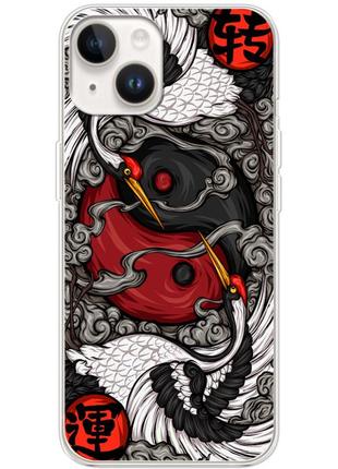 Чехол силиконовый с картинкой на iphone 15 plus (знак инь янь)