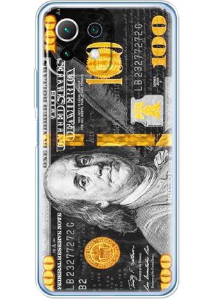 Чехол силиконовый с картинкой на xiaomi mi 11 lite (dollars money)