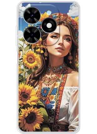 Чохол силіконовий з картинкою на tecno spark go 2024 (патріотичний, дівчинка українка)