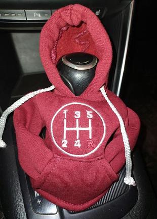 Чехол кофта худи аксессуар на кпп car hoodie коробка передач бордовый подарок автомобилисту 10070